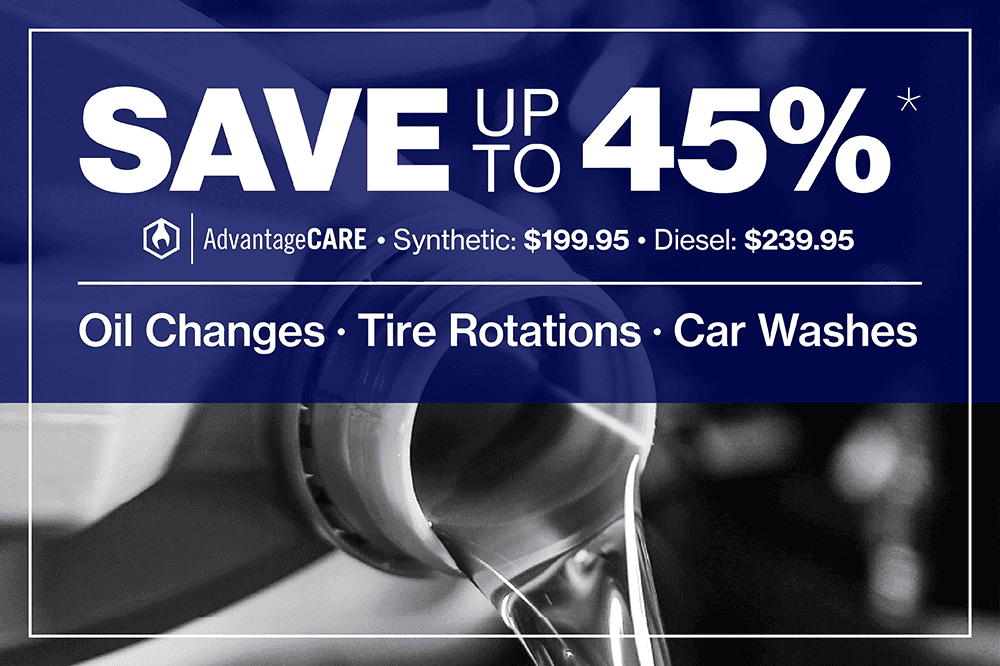 Save up to 45% Oil Changes Tire Rotations Car Washes Synthetic: $199.95 Diesel: $239.95