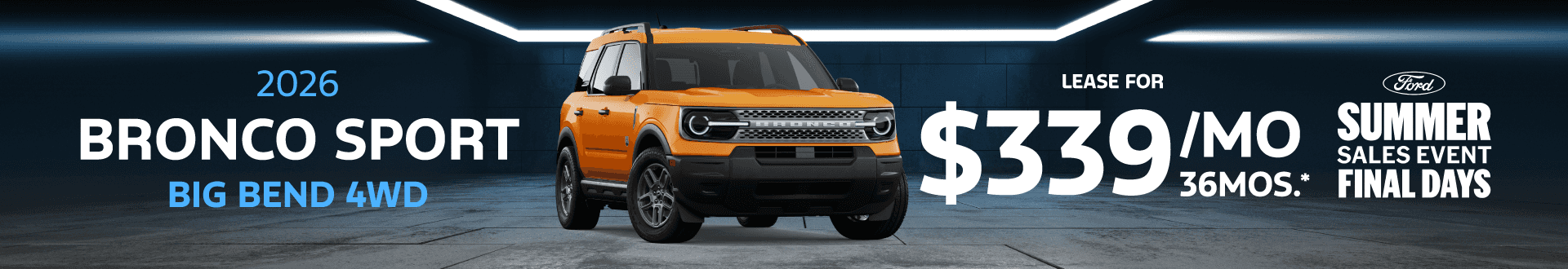 2026 Ford Bronco Sport Big Bend 4wd: Lease for $339/month for 36 months*