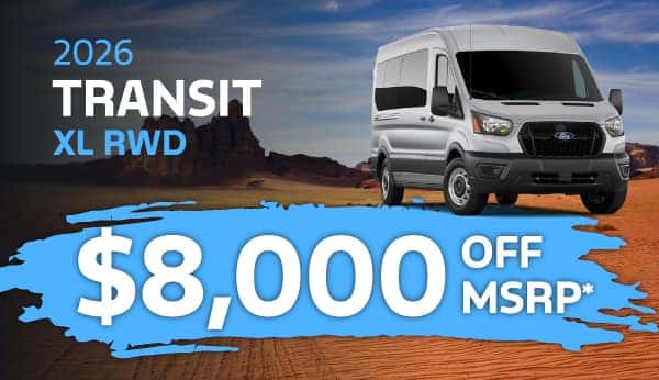 Purchase a new 2026 Ford Transit Cargo and get $8,000 off