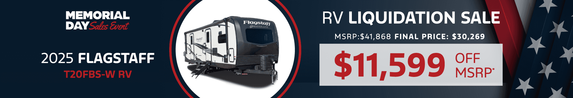 2025 Flagstaff T20FBS-W RV: Get $11,599 off MSRP -