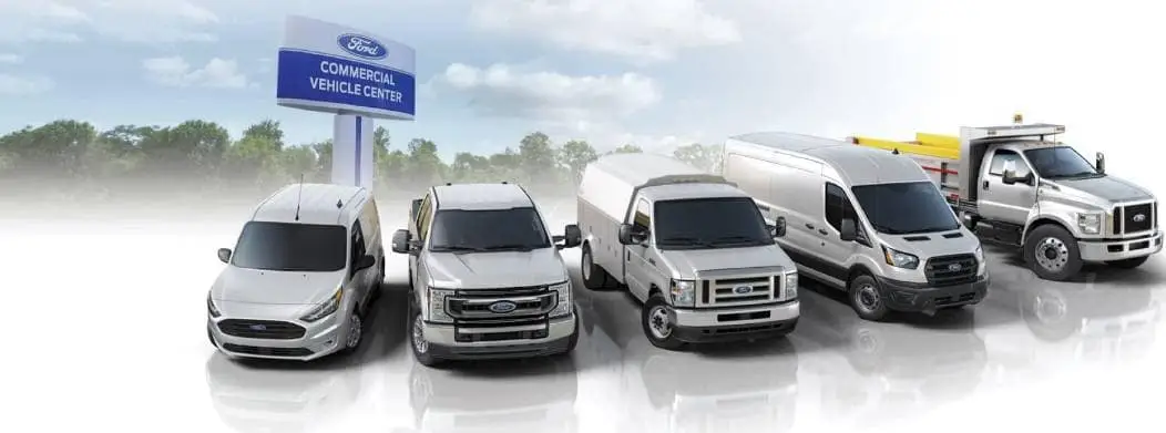 Lineup of Ford commercial vehicles