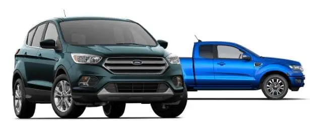 Teal Ford SVU & Blue Ford Truck 