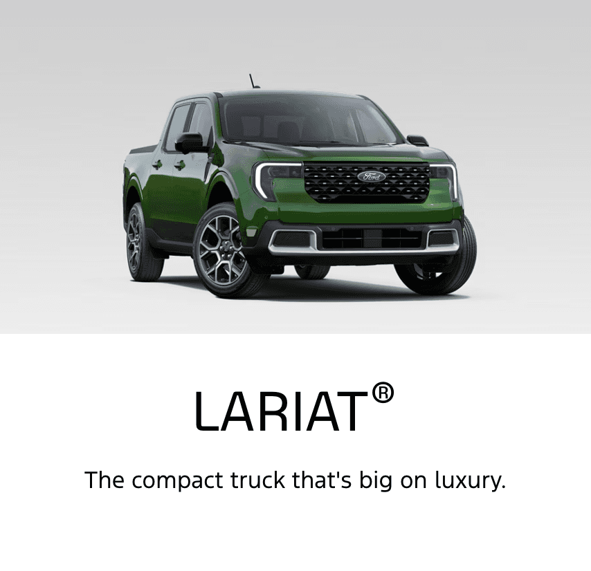 Green 2025 Ford Maverick Lariat on White Background