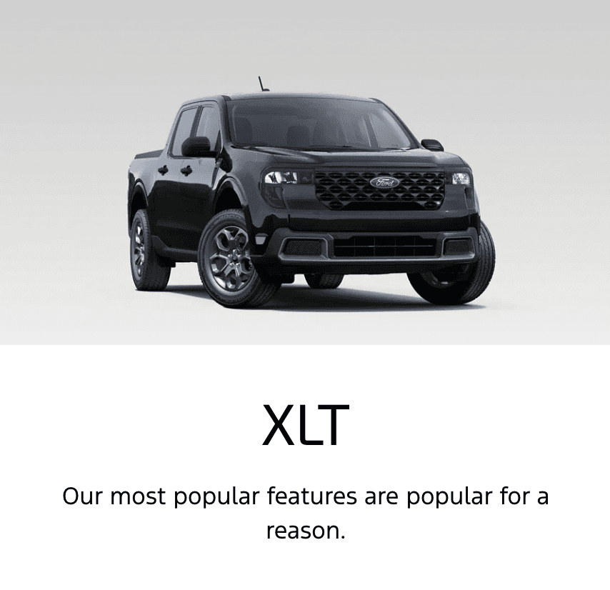 Black 2025 Ford Maverick XLT on White Background