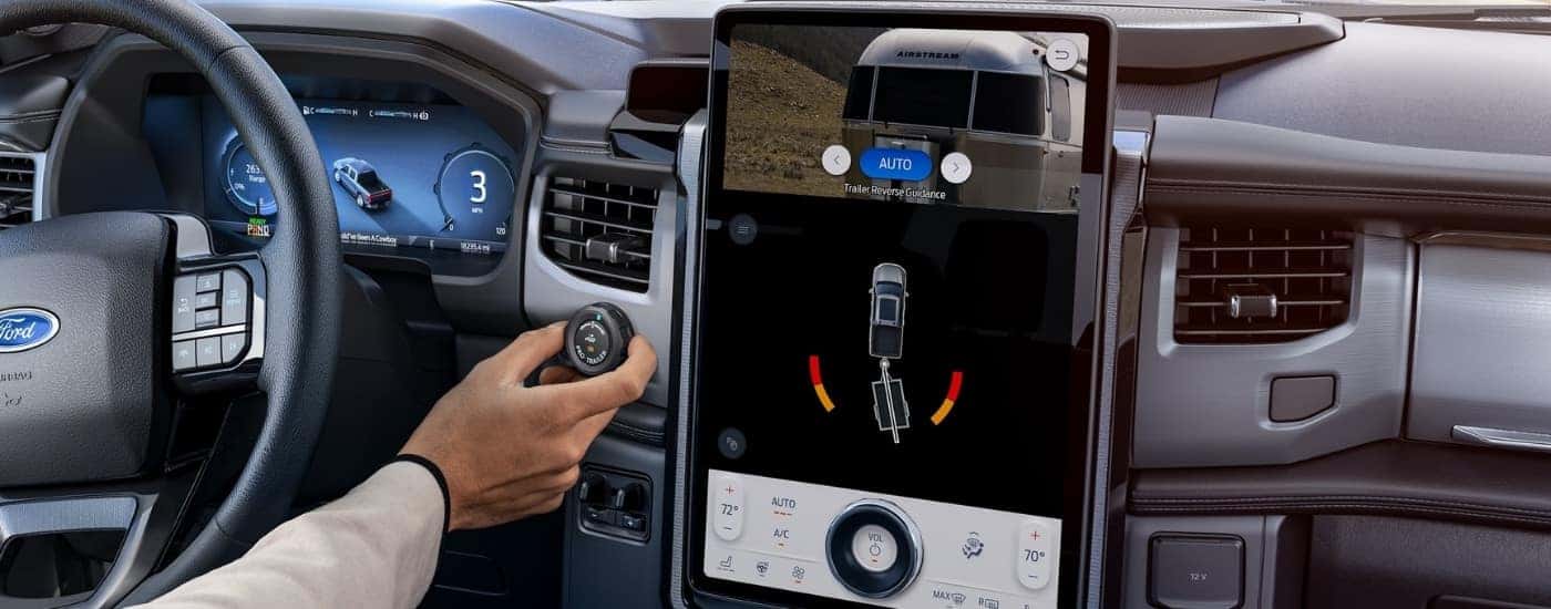 Trailer guidance in a 2022 Ford F-150 Lightning.