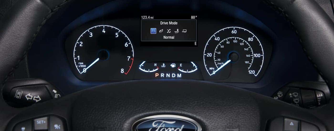 Digital cluster dashboard of a 2025 Ford Transit for sale near Capitola