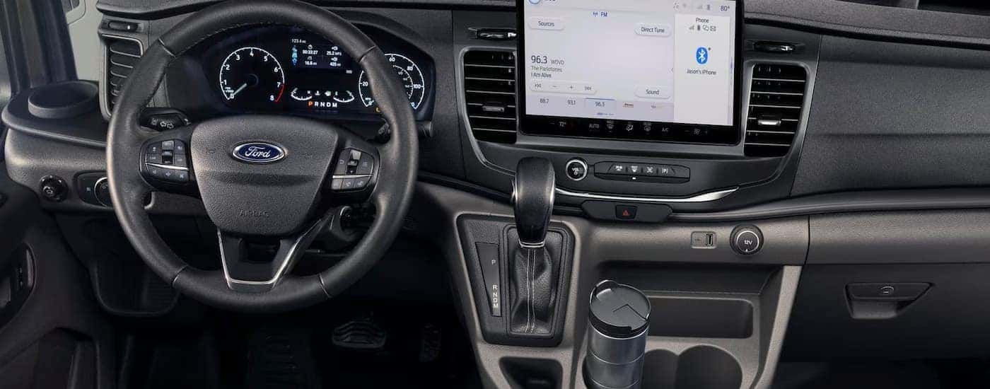 Infotainment and digital gauge cluster on a 2025 Ford Transit for sale near Salinas