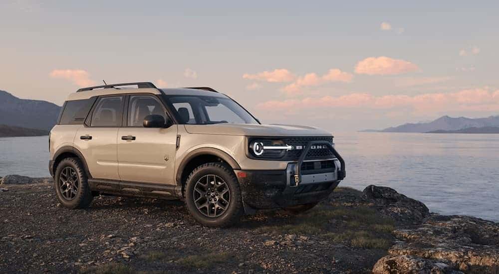 Grey 2025 Ford Bronco Sport for sale parked on a off-road.