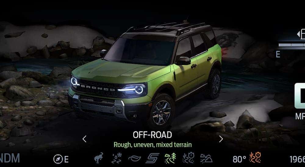 2025 Ford Bronco Sport infotainment system showing off-road drive modes.