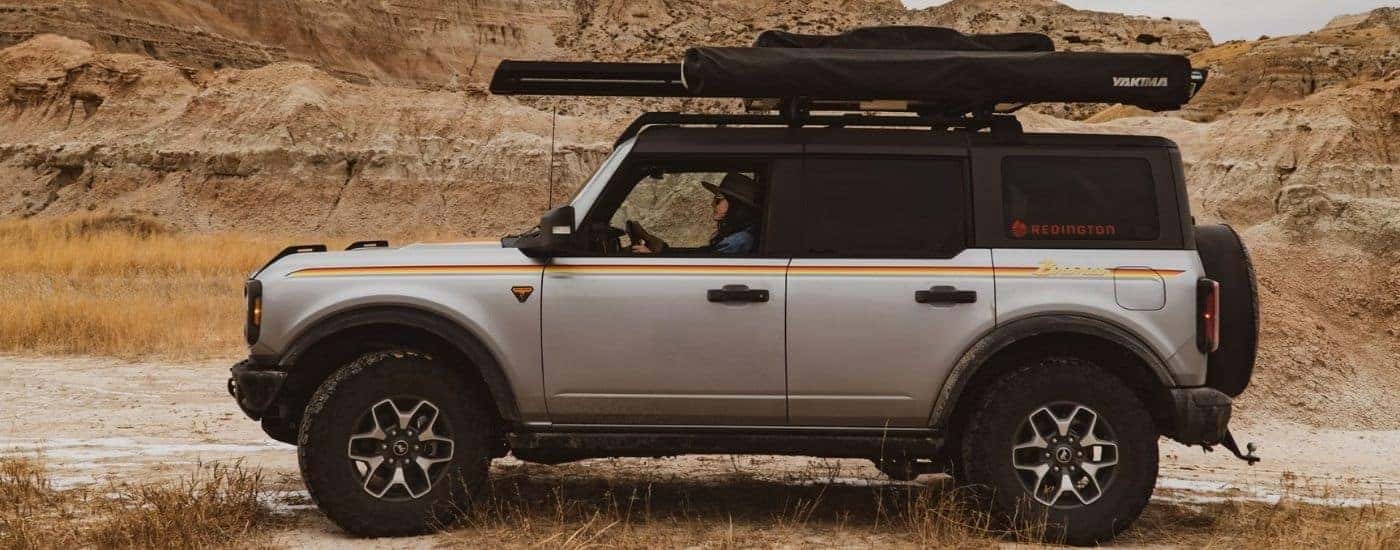 A grey 2026 Ford Bronco from the side.