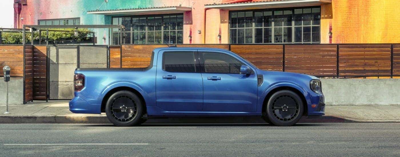 Blue 2026 Ford Maverick parked in a city
