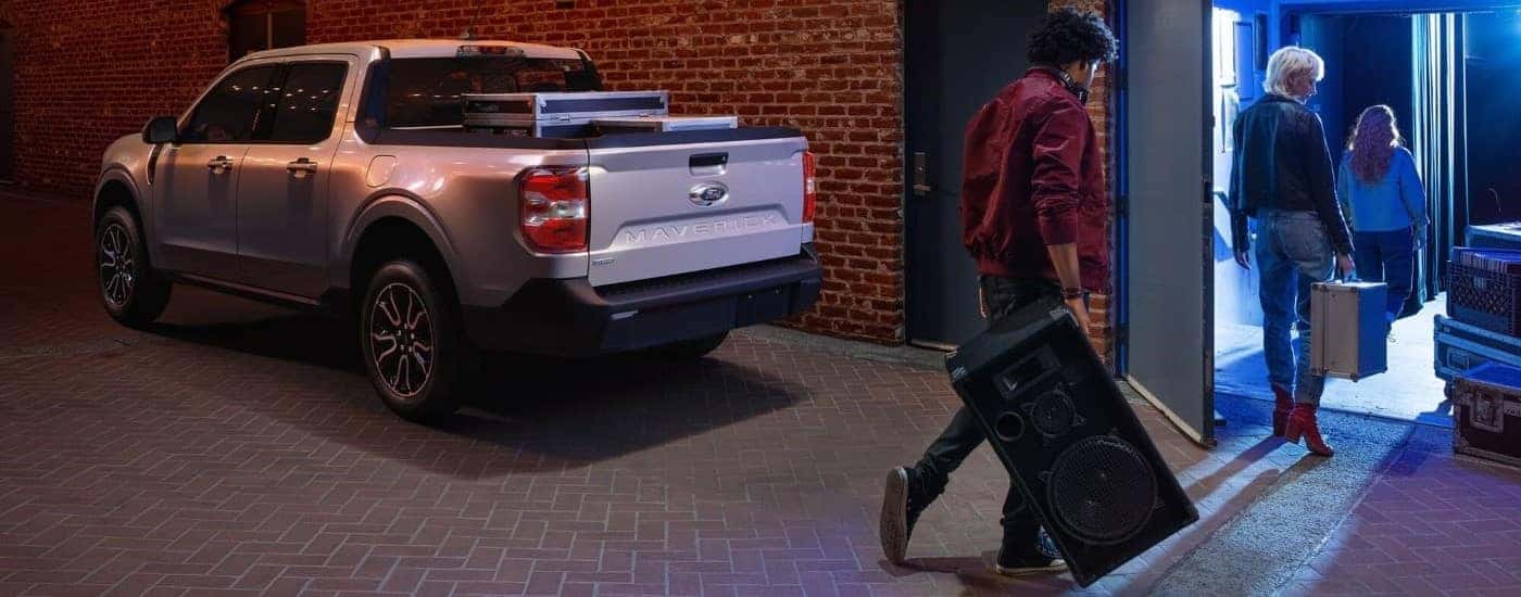 Silver 2020 Ford Maverick parked against a brick wall