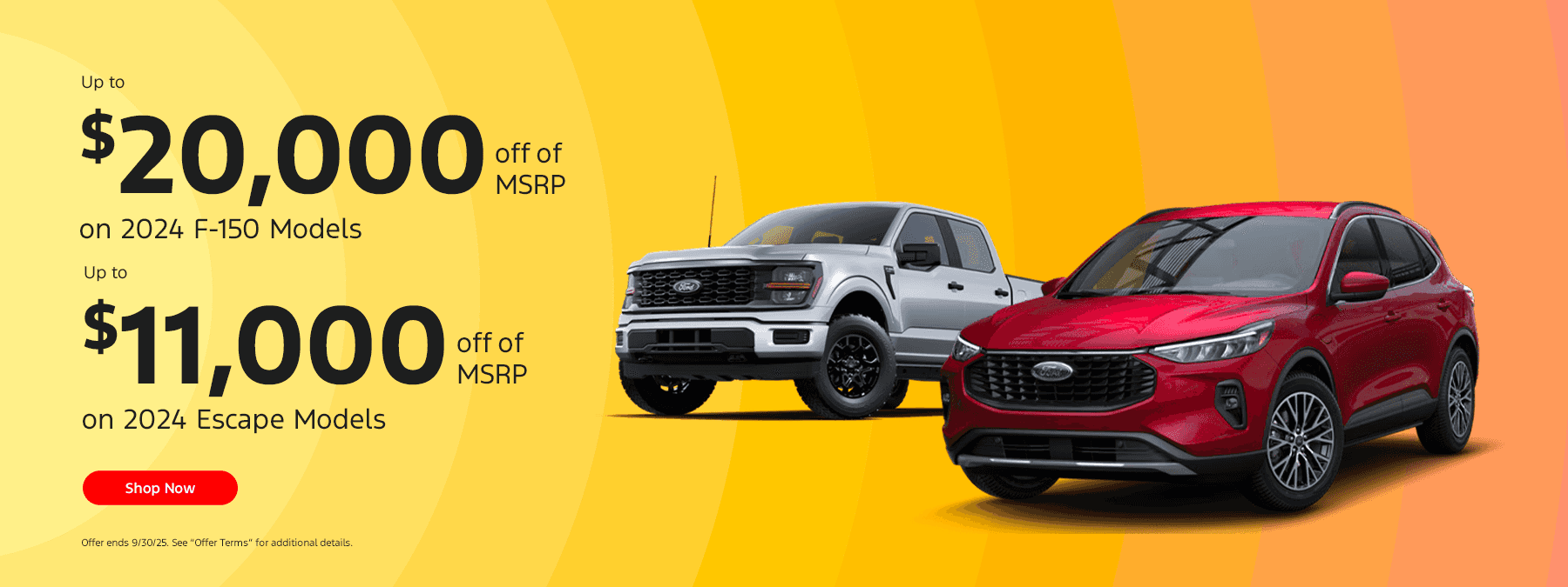 Up to $20,000 off of MSRP on 2024 F-150 Models
