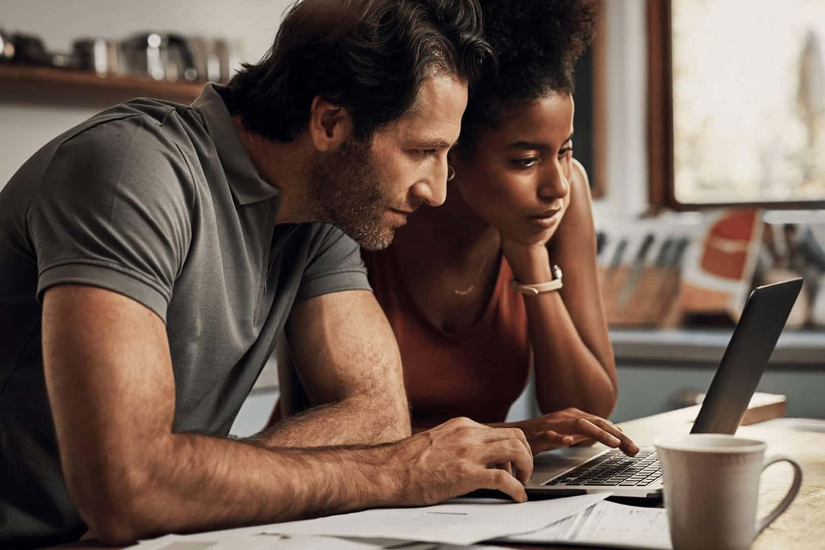couple looking at computer