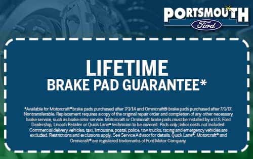 LIFETIME BRAKE PAD GUARANTEE*