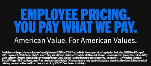 Ford Employee Pricing - black with blue text - Ray Skillman Hoosier Ford