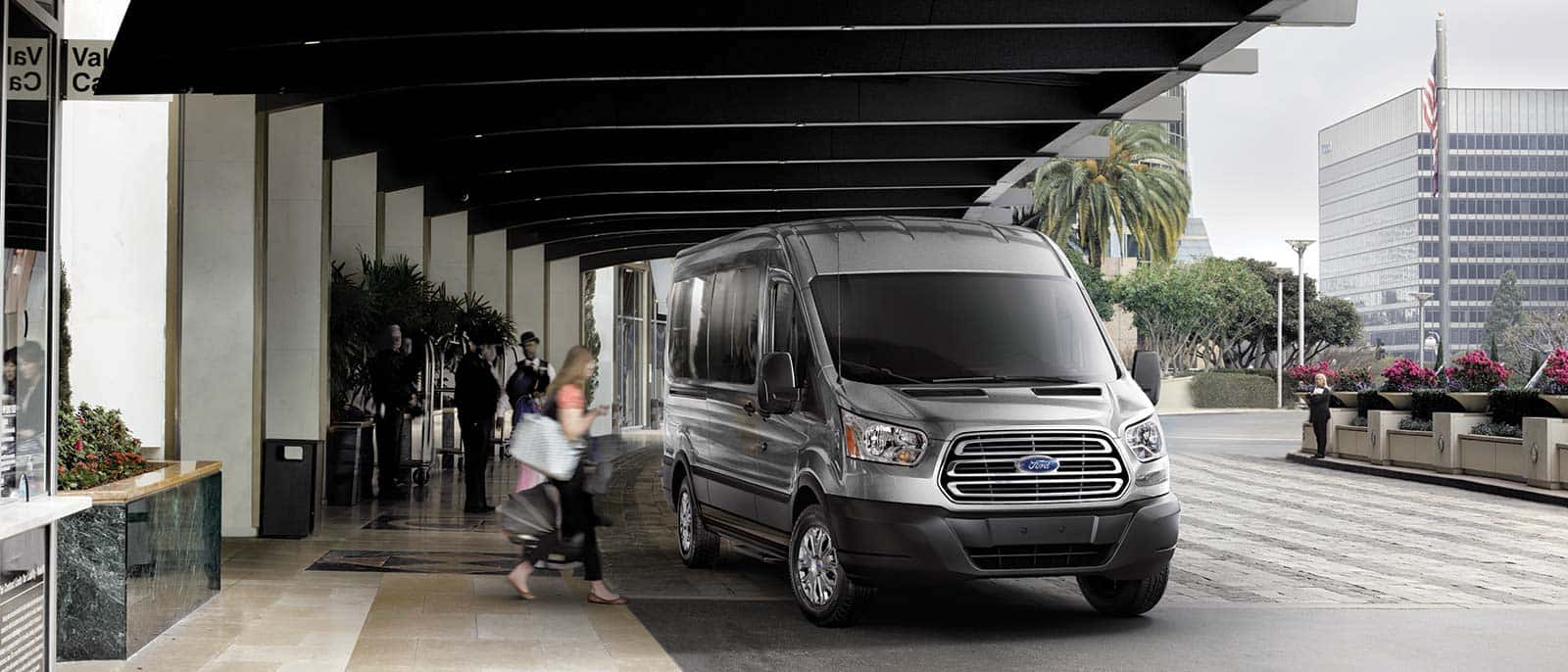 Ford Transit picking up a passenger