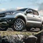 silver 2021 ford ranger on top of cliff