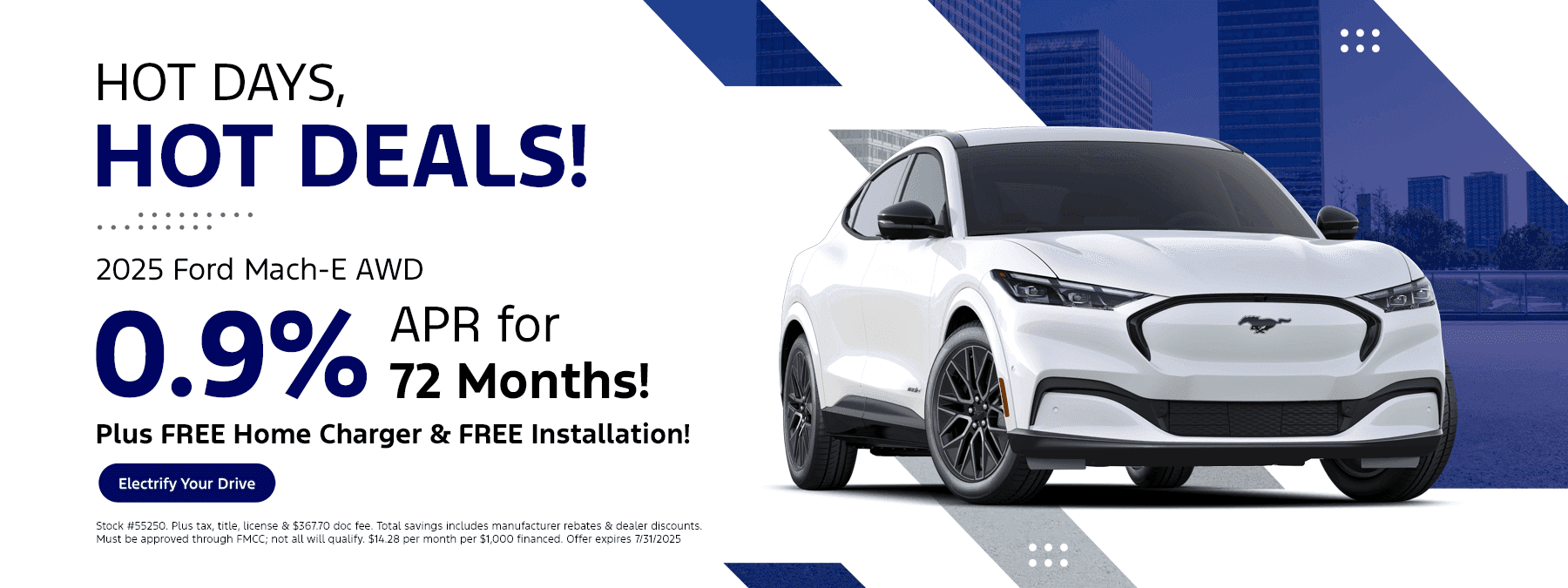 2025 Ford Mach-E AWD – 0.9% APR for 72 Months! Subtext: Plus FREE Home Charger & FREE Installation!
