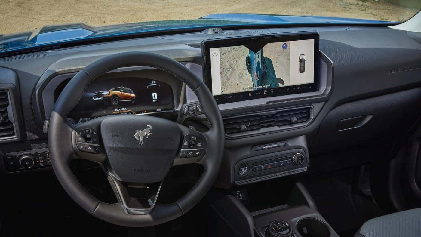 2026 Ford Bronco Sport interior showing 13.2-inch SYNC 4 touchscreen and dashboard