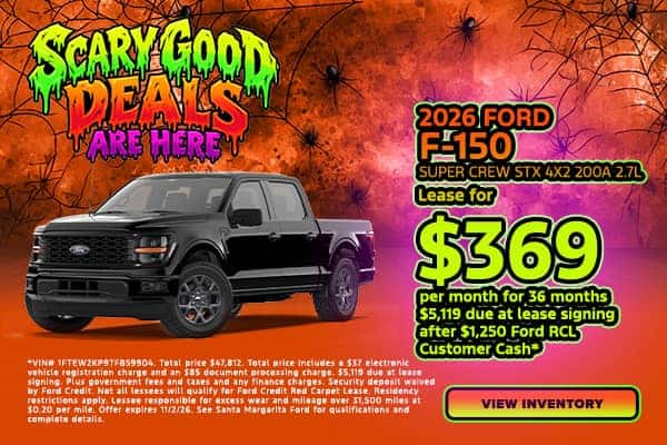 2026 Ford F-150 - Lease For $369 per month for 36 months $5,119 due at lease signing after $1,250 Ford RCL Customer Cash