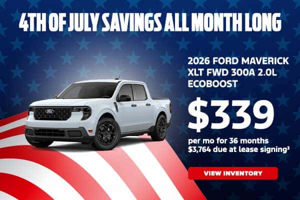 2026 Ford Maverick - $339 / mo for 36 months $3,764 due at lease signing