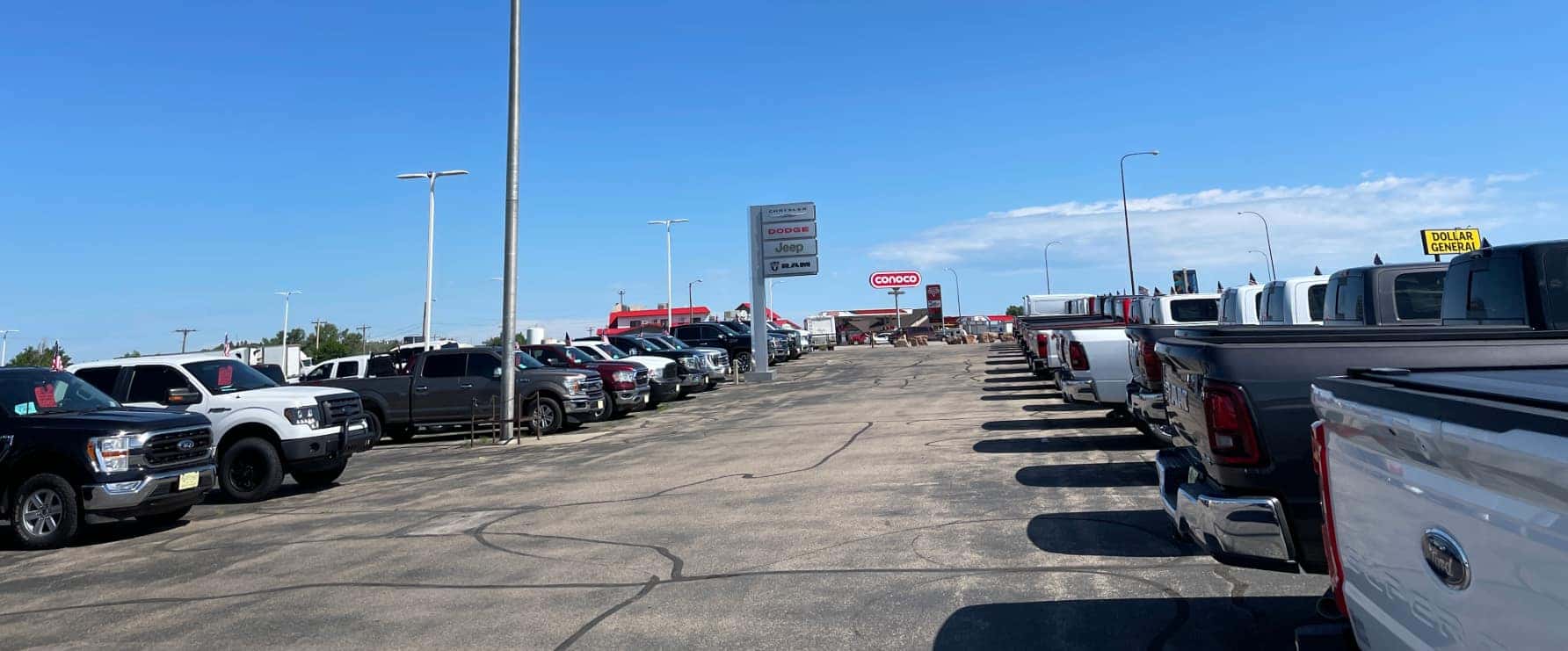 Pickup Truck Line in the Lot at Wareing Belle Fourche