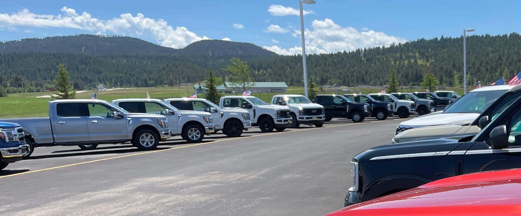 Commercial Ford Truck Lineup on Lot