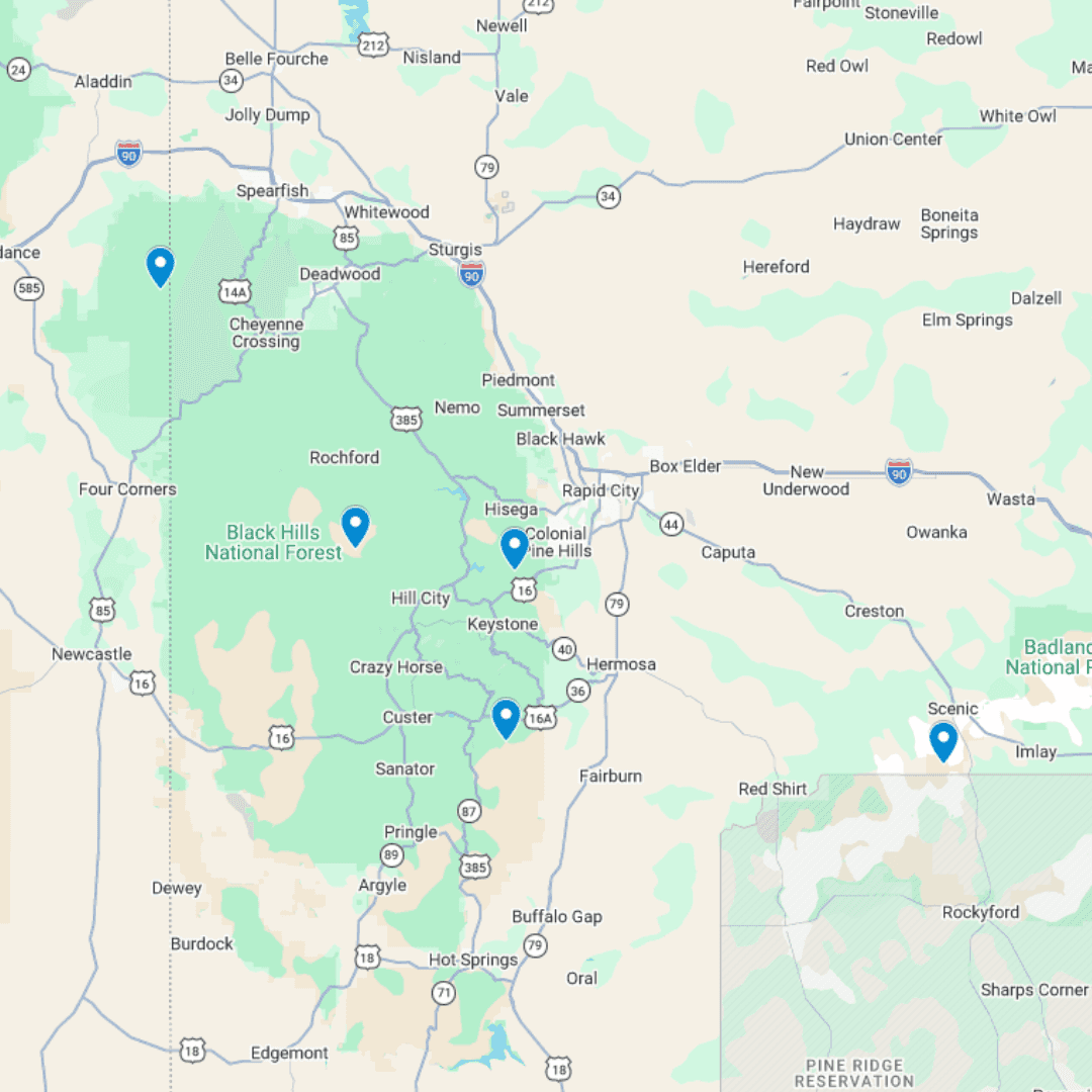 Map of Black Hills Bronco trails