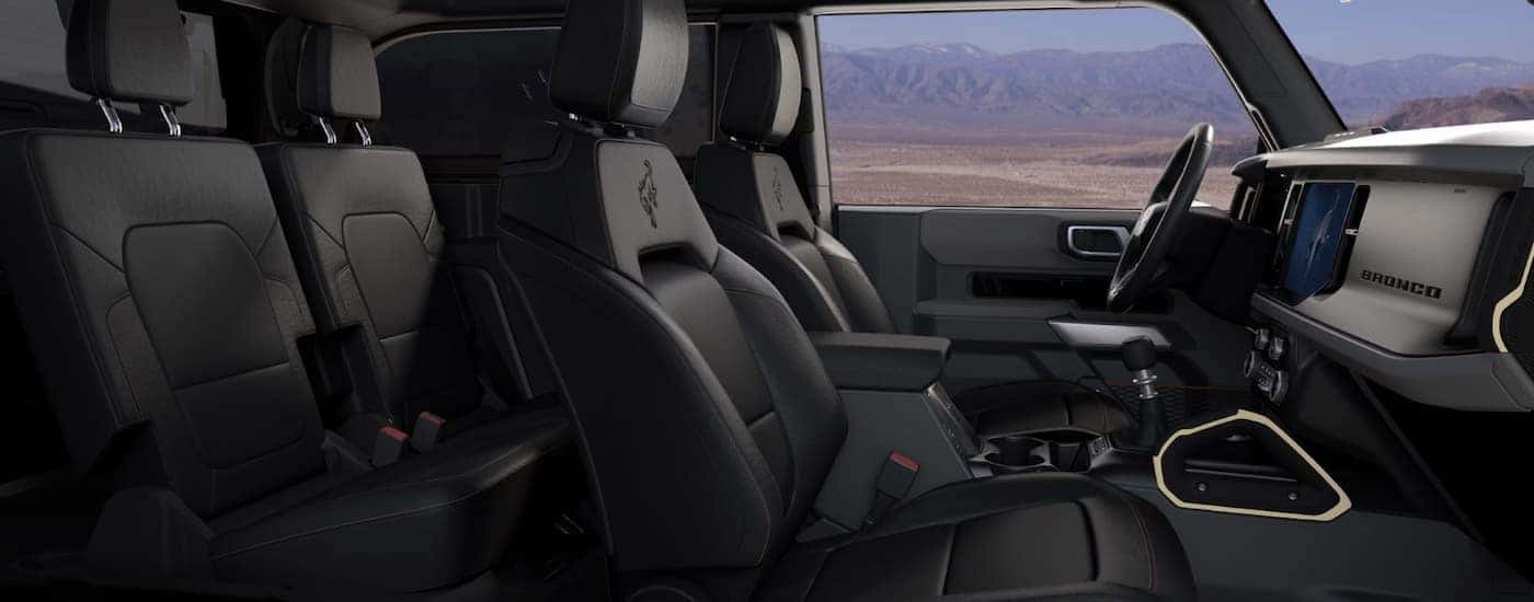 Black leather interior in a 2026 Ford Bronco