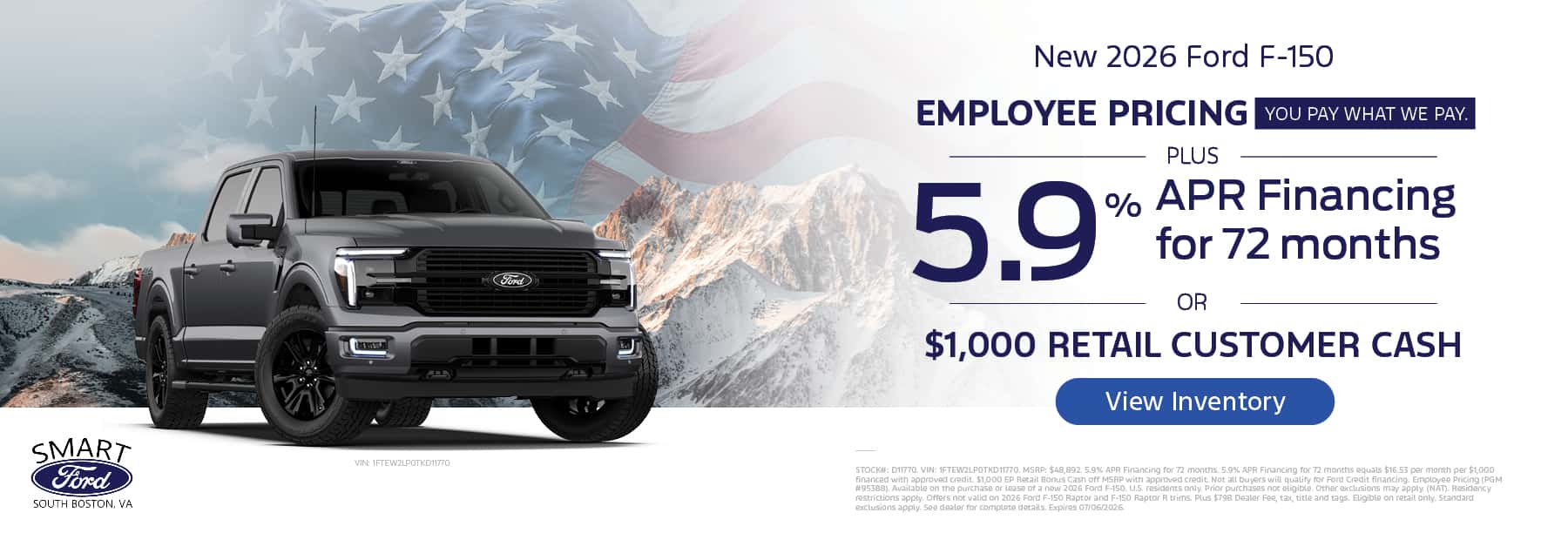 Get employee pricing and 5.9% APR for 72 months on a new 2026 Ford Explorer