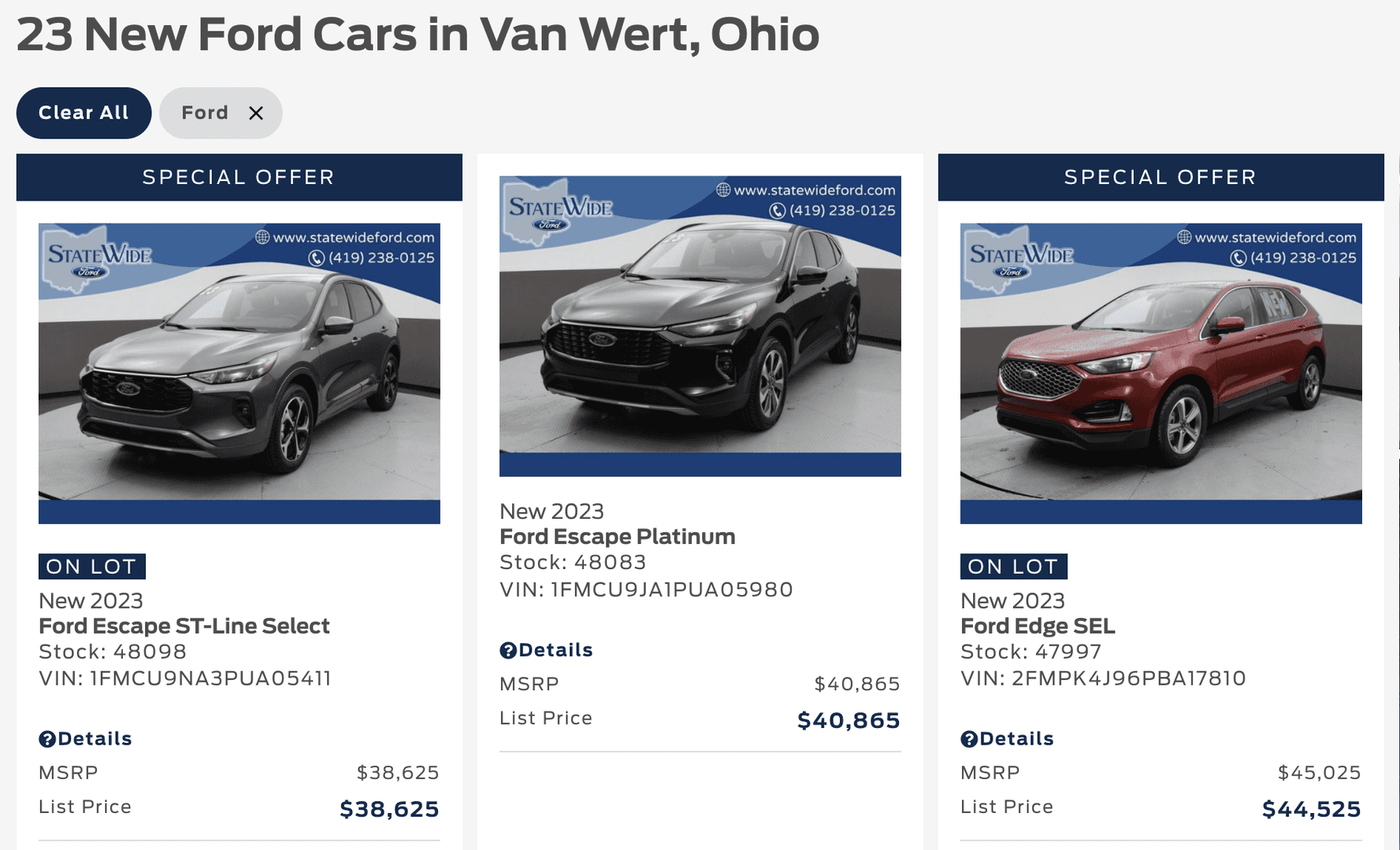 new Ford inventory van wert statewide ford