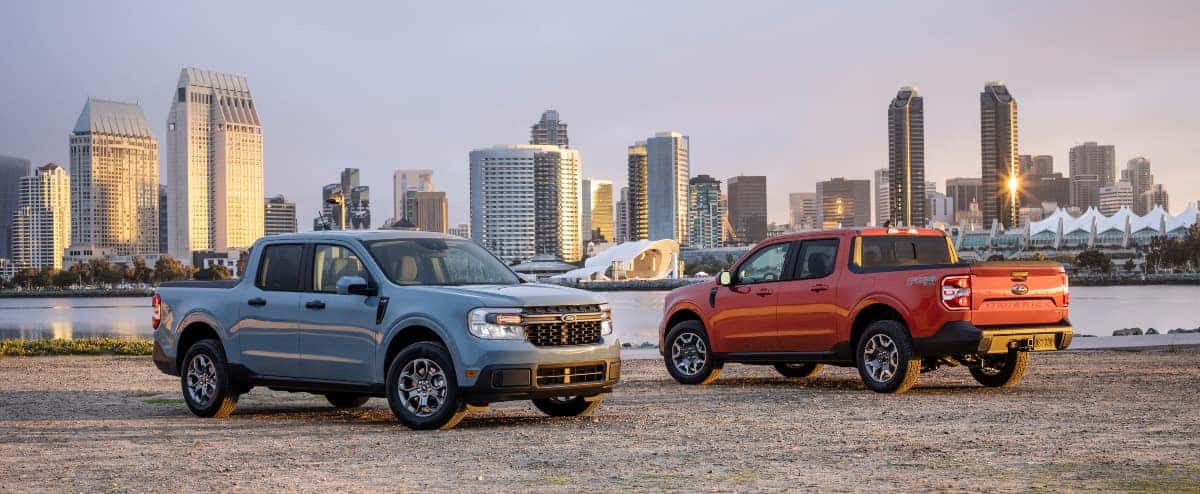 Sunrise Ford 2022 Ford Maverick Orange and Blue Trucks