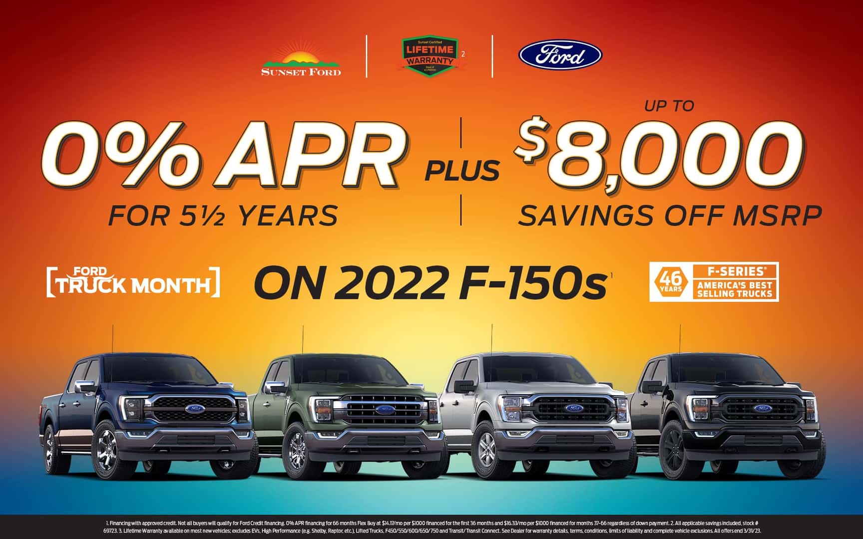 Ford Truck Month special offer - 0% APR for 5 1/2 years PLUS up to $8000 savings off MSRP