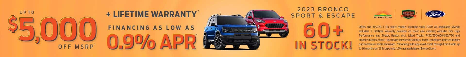 2023 Bronco Sport and Escape September offer