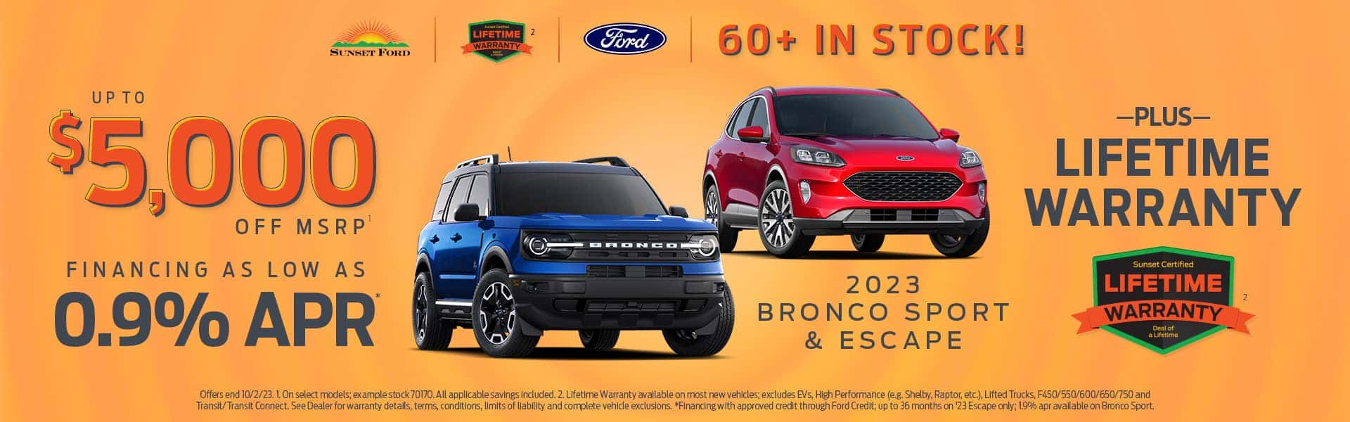 2023 Bronco Sport and Escape September offer