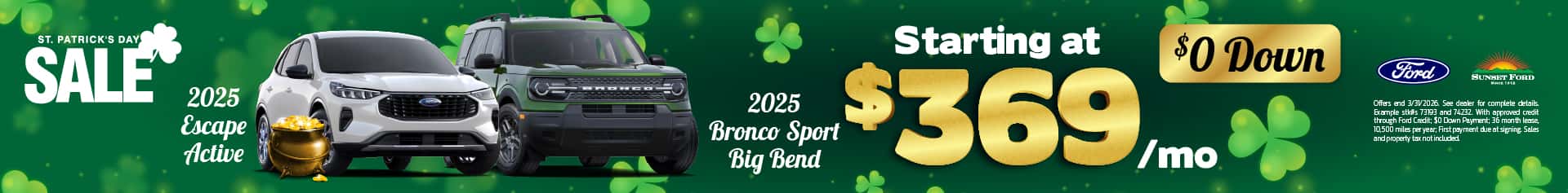 2025 Escape Active and Bronco Sport March offer