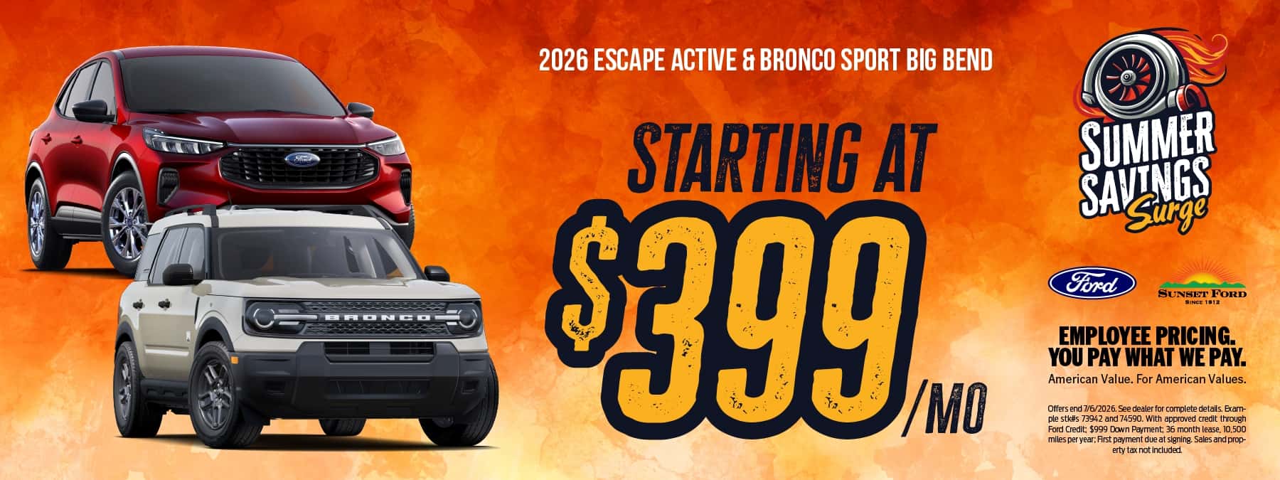 Escape and Bronco Sport June 2026 offer