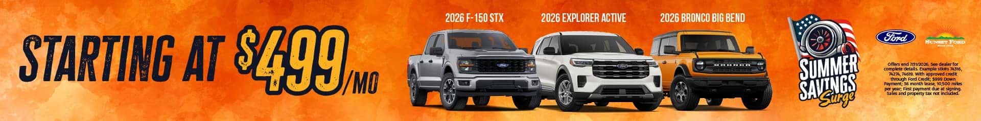2026 F-150 Explorer Bronco July offer