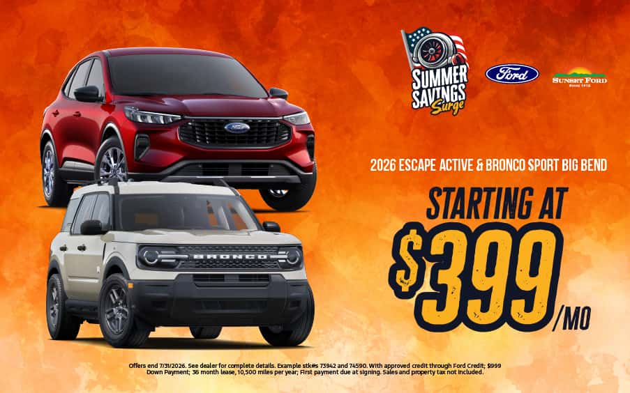 2026 Escape and Bronco Sport July offer