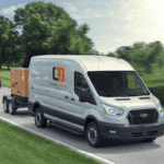 2023 Ford Transit towing a trailer
