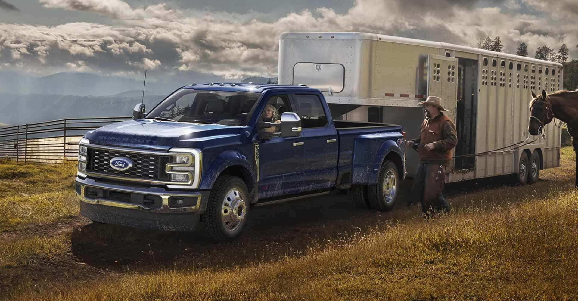 2026 Ford Super Duty hauling horse trailer