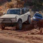 Two 2026 Ford Bronco Sport SUVs in desert
