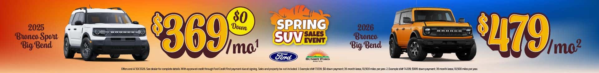 Bronco and Bronco Sport April offers
