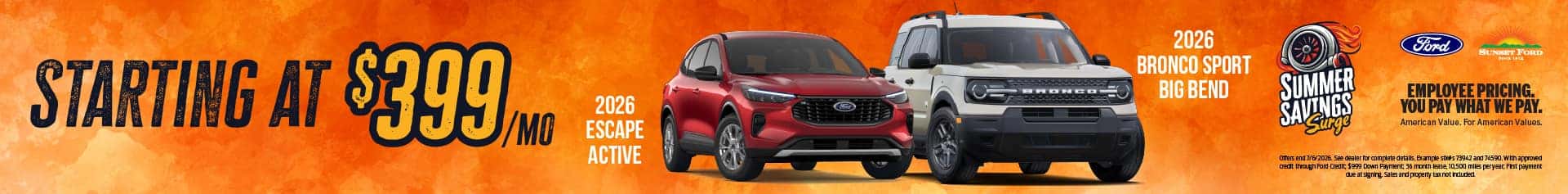 Escape and Bronco Sport June 2026 offer