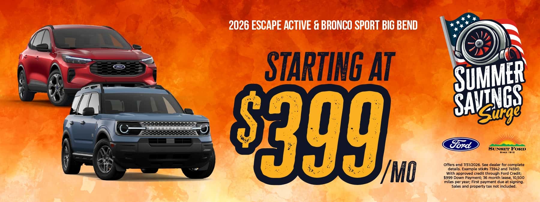 2026 Escape and Bronco Sport July offer