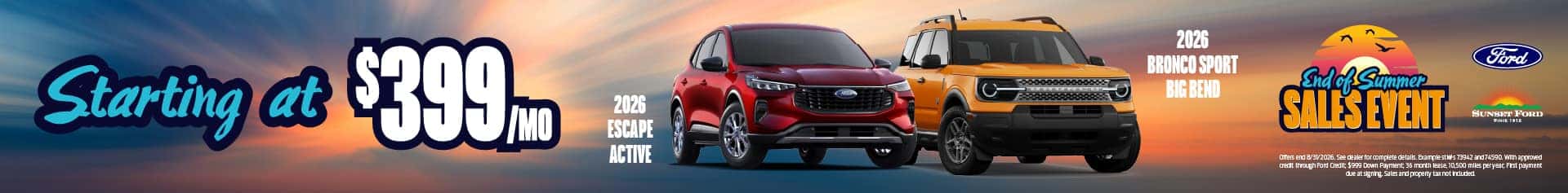 Escape Active and Bronco Sport August lease offer