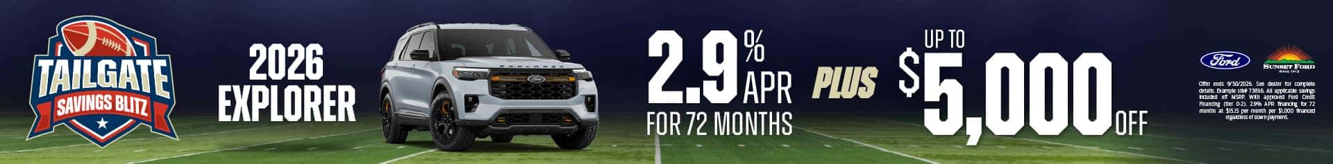 2026 Explorer September offer