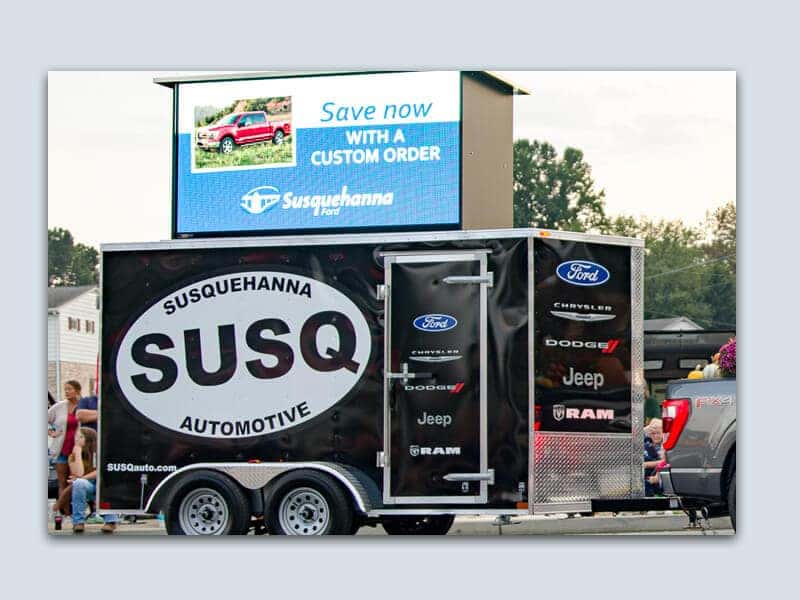 Susquehanna Automotive helps promote local non-profits on their digital sign for free.