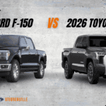 2026 Ford F-150 and 2026 Toyota Tundra full-size pickup trucks side by side at Team Ford Steubenville in Steubenville, OH